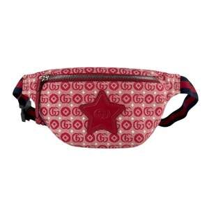 Gucci Children's Canvas Waist Bag with Elastic Waistband in Red and Navy (502...